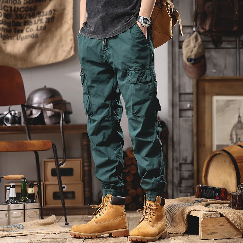 

Outdoor Workwear Pants Men's Spring Autumn 2023 New American Retro Loose Straight Cotton Casual Pants Cuffed