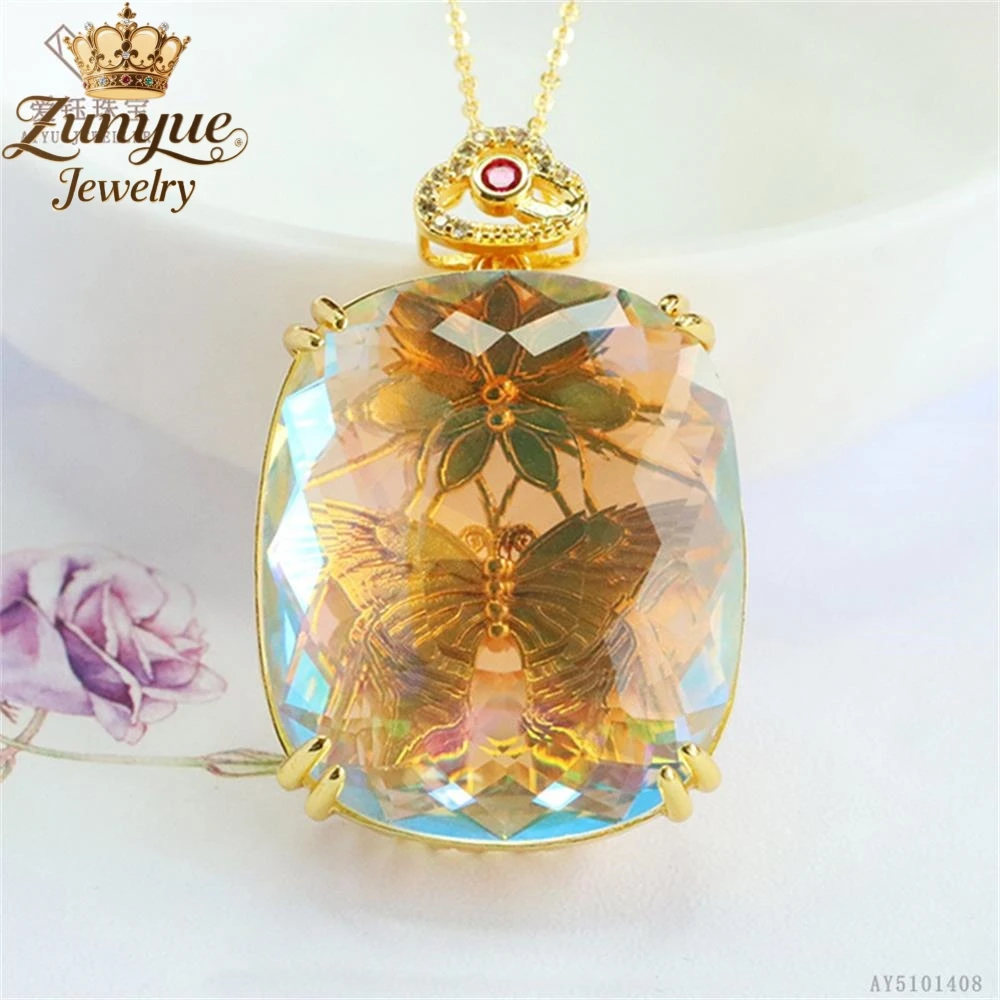 الراقية الزجاج الملون فراشة زهرة قلادة فاخرة جودة الأزياء الجميلة مجوهرات رائعة أنيقة شعبية سحر الشباب هدية