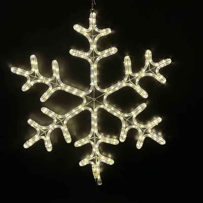 Iron Wire Snowflake String Decor Rainbow Tube Fairy Lights Winter Theme Hanging Ornament for Window Wall Patio Holiday Party