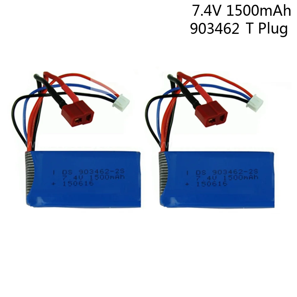 2PCS 7.4 V 1500 mAh Lipo Batteria per Wltoys 12423 Wltoys 12428 4WD Crawler RC Auto Batteria 2S lipo 1500 mah 7.4 V RC parti