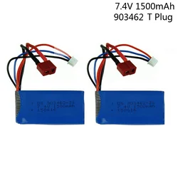 2PCS 7.4 V 1500 mAh Lipo Batteria per Wltoys 12423 Wltoys 12428 4WD Crawler RC Auto Batteria 2S lipo 1500 mah 7.4 V RC parti