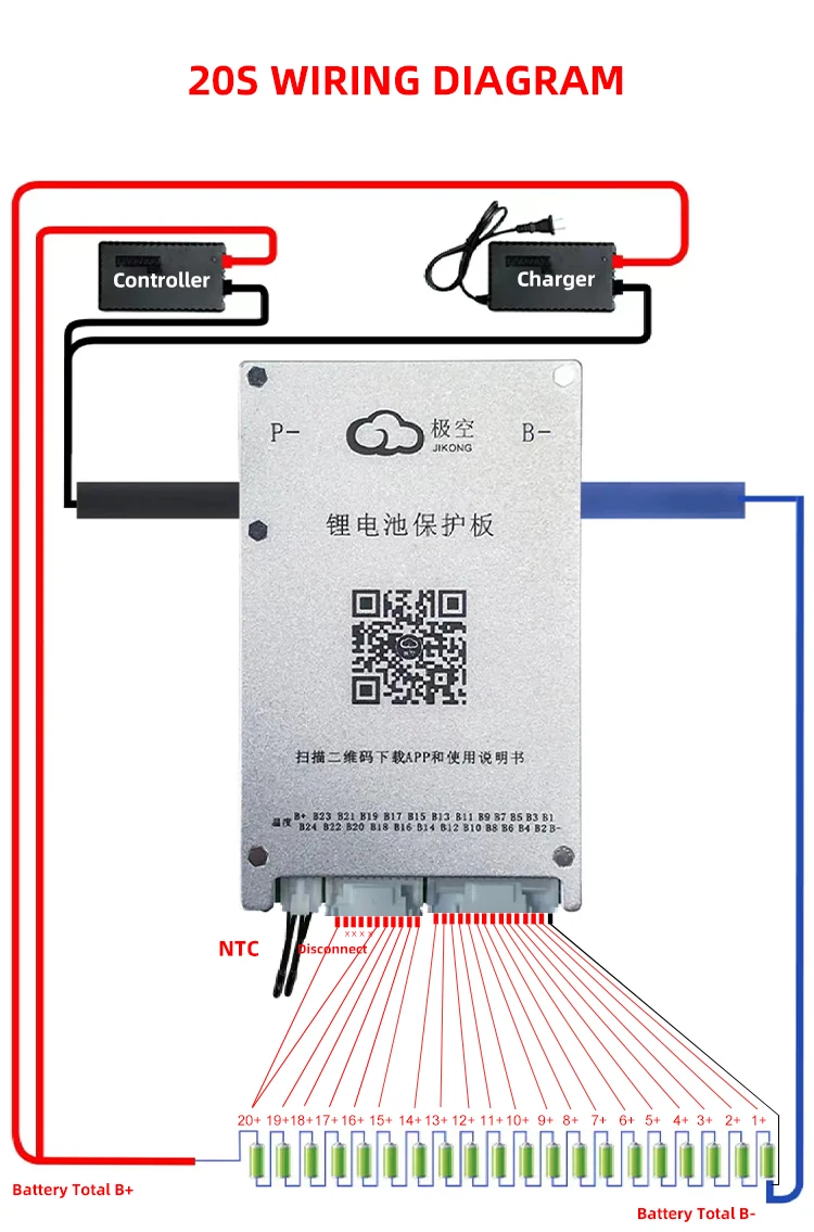 Jk Bms BD6A20S6P 8S 20S 60A 100A 13S 14S 16S 17S 24V 36V 48V 60V 72V Smart Bluetooth Active Balance Lifepo4 Li-Ion Lto Battery