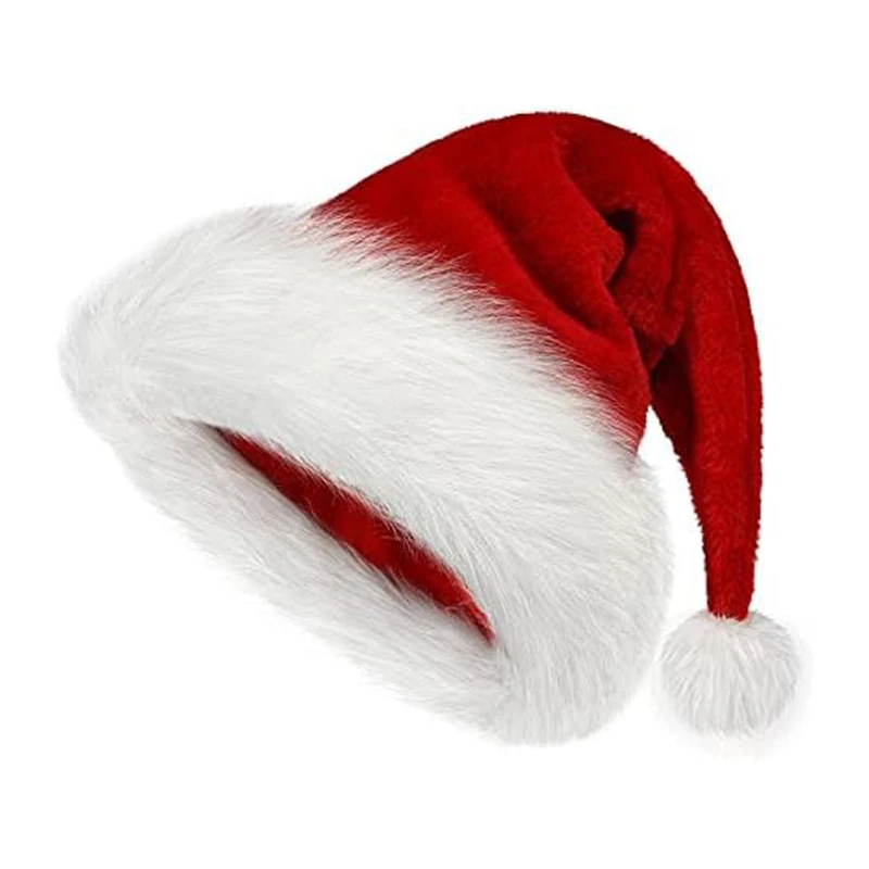 1 classic neutral velvet comfy Adult Santa hat for Christmas and New Year's Holiday party decorations