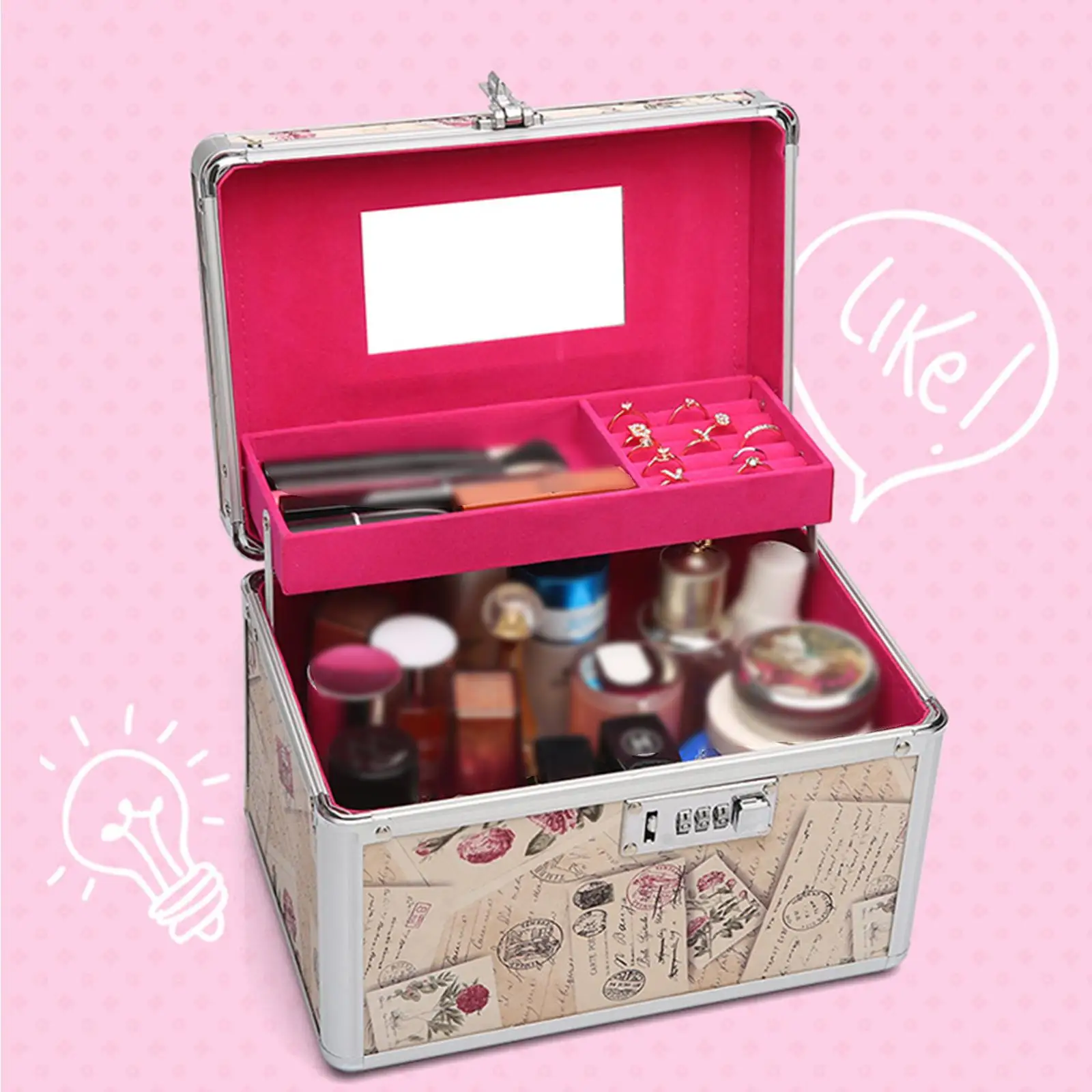 Makeup Box Large Capacity Portable Lock Box Internet Celebrity Multi-function Multi-layer Cosmetic Storage Case for Home Trip