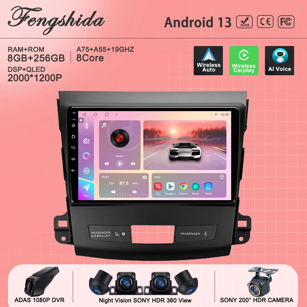 

Android For Mitsubishi Outlander 2 per Citroen C-Crosser per Peugeot 4007autoradio lettore multimediale navigazione 2din Screen