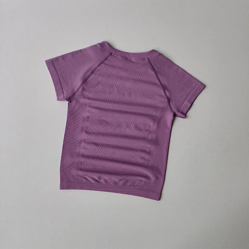 Sommer-Fitness-Kurzarm-Atmungsaktiver Lauf-Yoga-Anzug für Frauen Schnelltrocknendes Slim-Fit Elastisches Lauf-Sport-T-Shirt – Detail 8