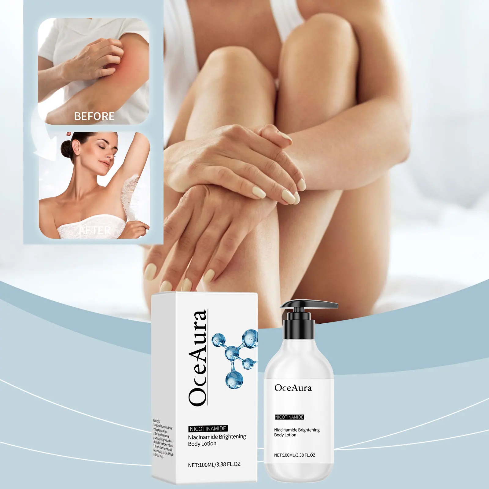 OceAura ナイアシンアミド ボディ ローション ジェントル ハイドレーティング ローション 保湿と鎮静作用のあるドライ ホーム ボディ ローション