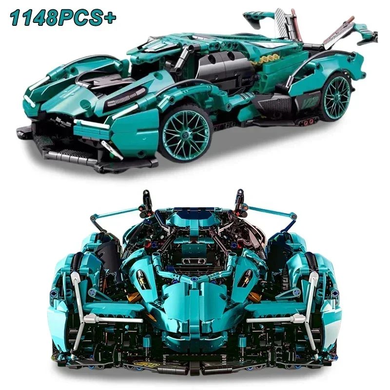 Técnico v12 super blocos de construção de carro modelo kits de carro brinquedos de construção desafiadores conjuntos de construção de carro de corrida, presentes de aniversário ideais 3 +