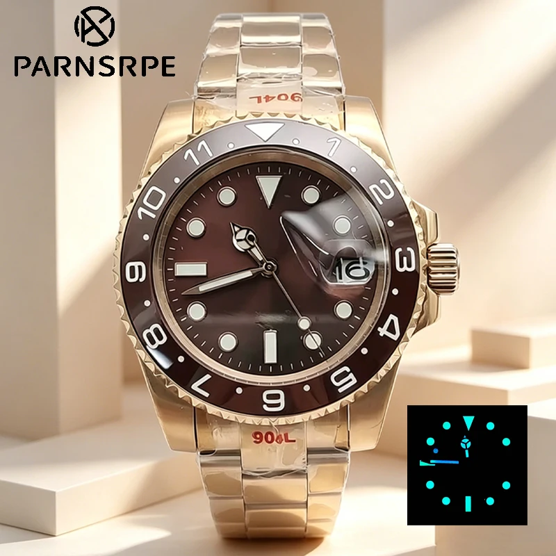 

New Business Watch 40mm Rose Gold Case, Ceramic Bezel, Calendar Function, Water Resistant, Modern Design for Daily Use