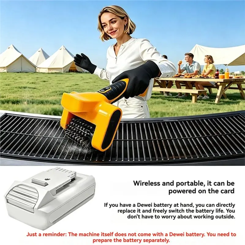 ABVA-For 20V Battery Cordless Electric Grill Brush Tool(BBQ Grill Cleaner Built-In LED Light) Cleaning