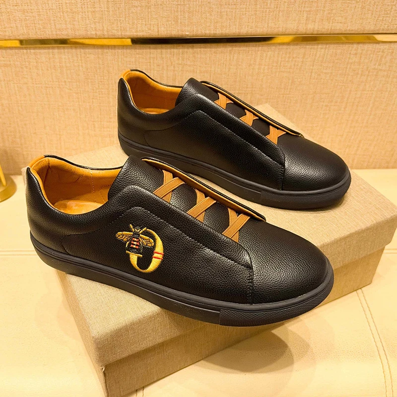 Casual Shoes Loafers British Leather Sneakers Flats Shoes Classic Men Leather Shoes Spring Summer New Trendy Designer Loafers