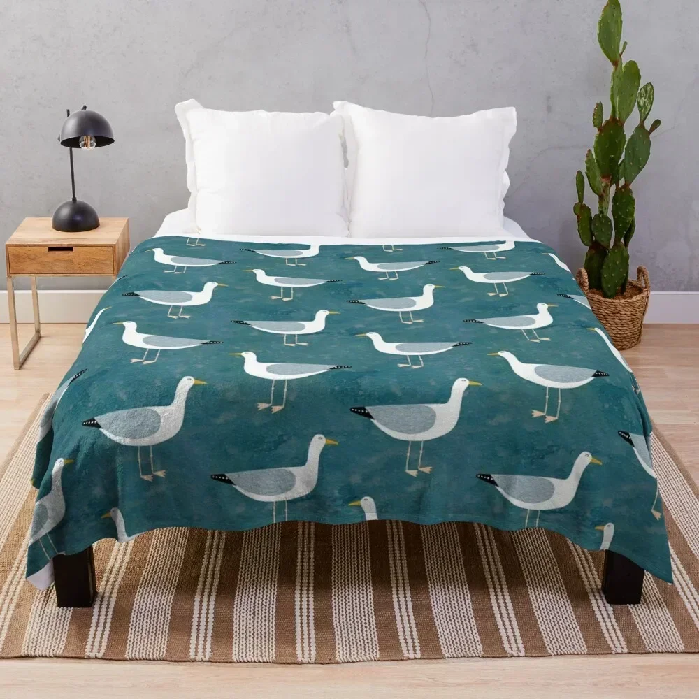 Seagull Standing Throw Blanket Color Fast Cozy Throw Blanket