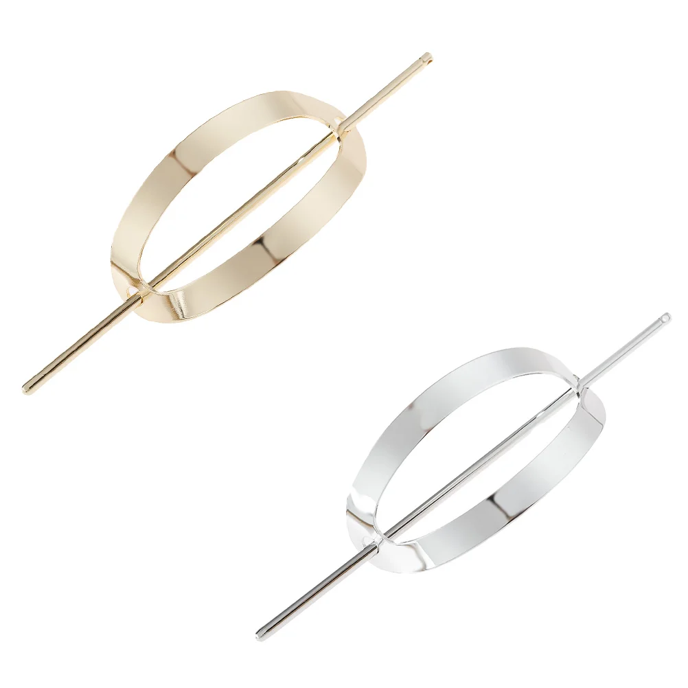 

2 Pcs Hollow Alloy Hairpin Accessories Clips Toppers Vintage Cuff Bun Metal Cage Stick Holder Women's