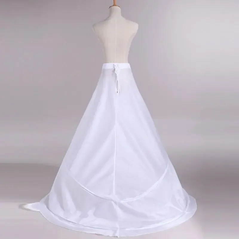 Bride Wedding Lady's Dress Trailing Skirt Petticoat Yarnless 2-hoops Elastic Waist Drawstring Adjustable Fishtail Slip Skirts