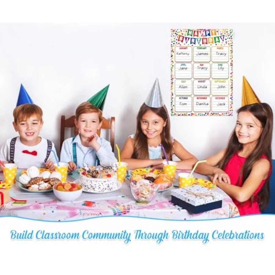 مخطط عيد ميلاد للفصل الدراسي، ملصق عيد ميلاد، تقويم ملصق قابل لإعادة الاستخدام، لوحة إعلانات مخطط يوم عيد ميلاد سعيد #4
