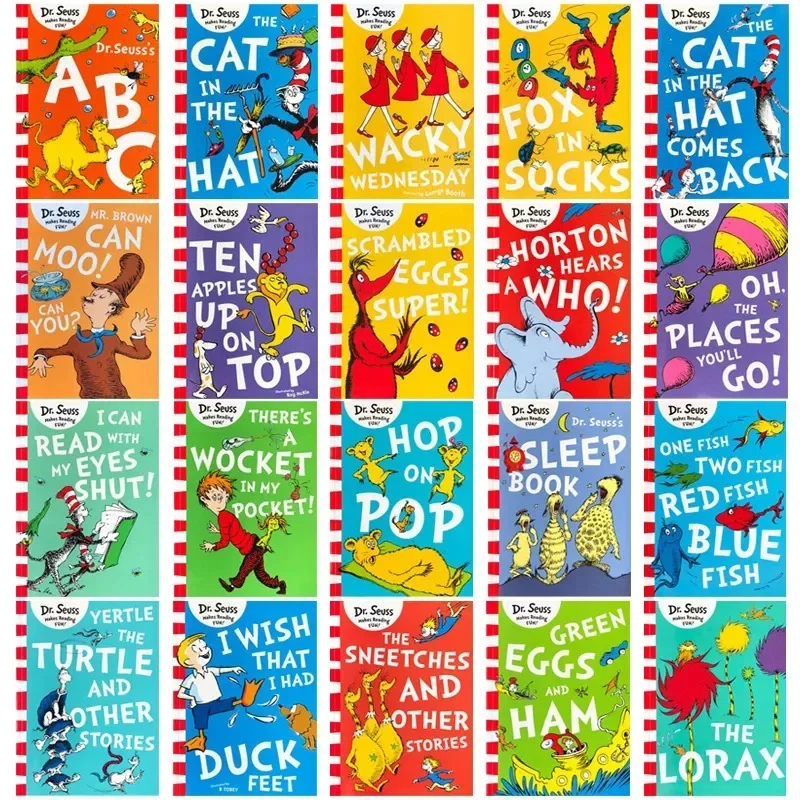 Juego de 5 libros clásicos de Dr. Seuss para niños, divertido e interesante libro de cuentos en inglés, juguetes de aprendizaje para niños de 3 A 11 años