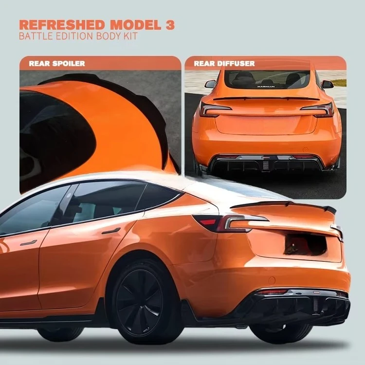 Black/Carbon Fiber Exterior Body Kit with Front Lip DiffuserAuto Parts Body Kit for Model 3 Upgrade, Bright Black/Matte