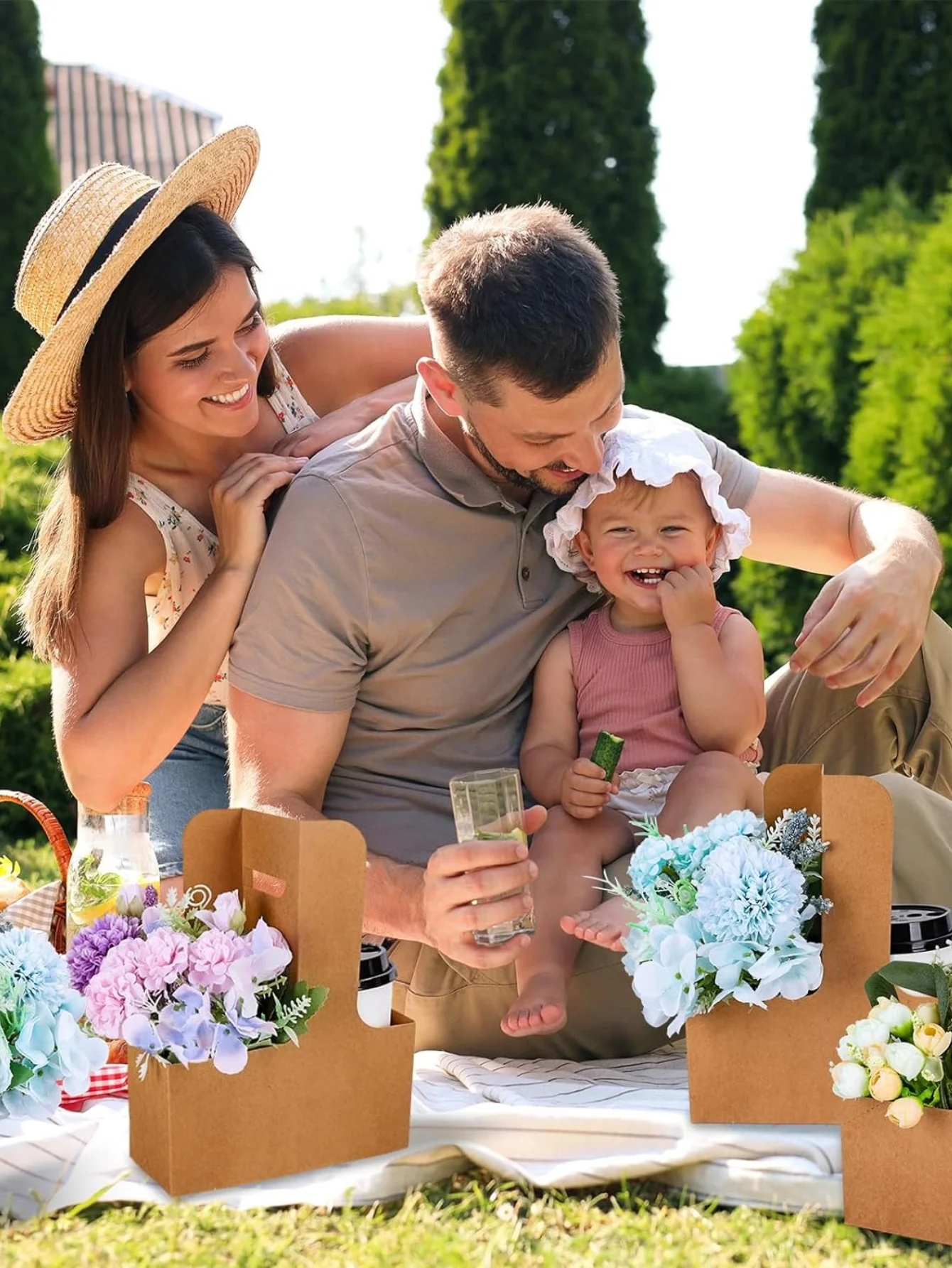 4 Stuks Kraft Papieren Zak Bloem Geschenkzak Verwerking Boeket Tas Koffie Drank Draagtas Thanksgiving Verjaardag Bruiloft Cadeau Tas