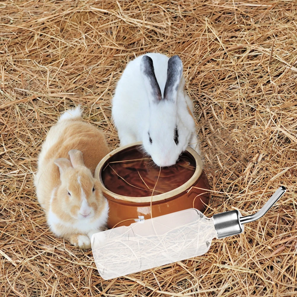 

2Pcs Guinea Pig Water Bottle Hanging Fountain Transparent Design Good Sealing Effect Easy Installation Hamster Drinker