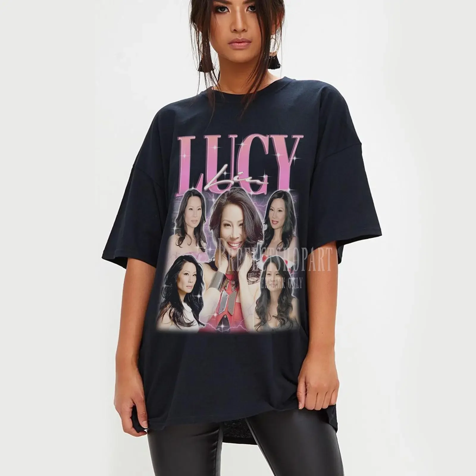 Vintage Lucy Liu Homage T Shirt 90s Retro Casual Oversized Fan Merch Actress Movie Top vintage Washed Top For Everyday Wear