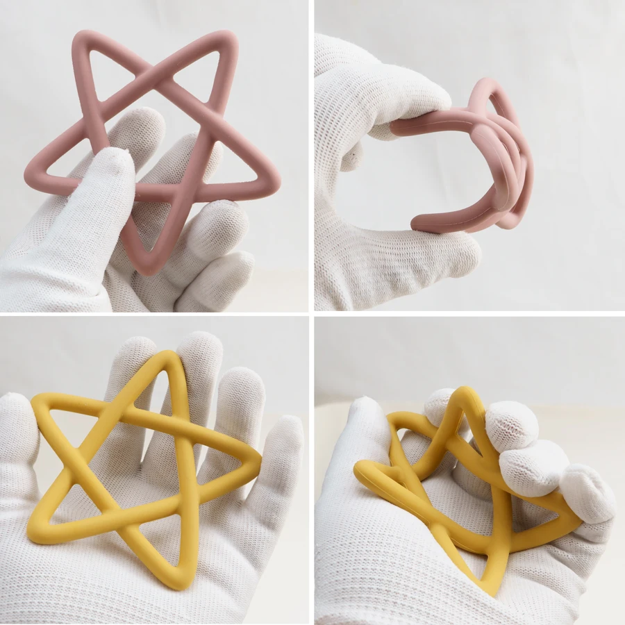 Custom Food Grade Pentagram Shape Baby Toys Kids Hand Teethers Silicone Sensory Teether Toys For Toddler Baby Accessories