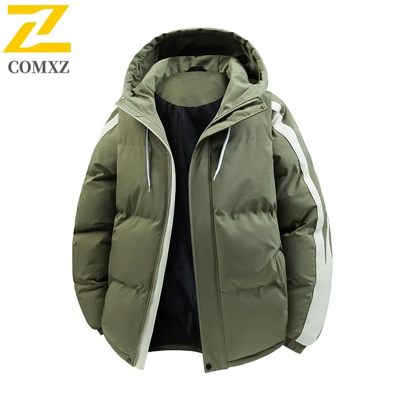 COMXZ Men Outdoor Baseball Jacket Winter American Style Down Fille Coat Stand Collar Business Casual Thickened Thermal Outerwear