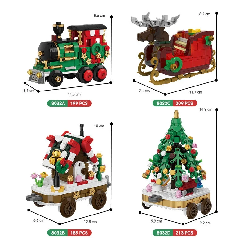 Décennie s de construction de train de Noël pour garçons, arbre de Noël créatif, briques de modèle de voiture, cadeau de Noël, série d'idées, ville, nuits, MOC