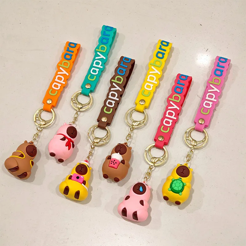 

capybara Keychain Key Accessorie Cute with Turtle Capibara Anime Keyring Women Doll Keyring Charm Holiday Gifts