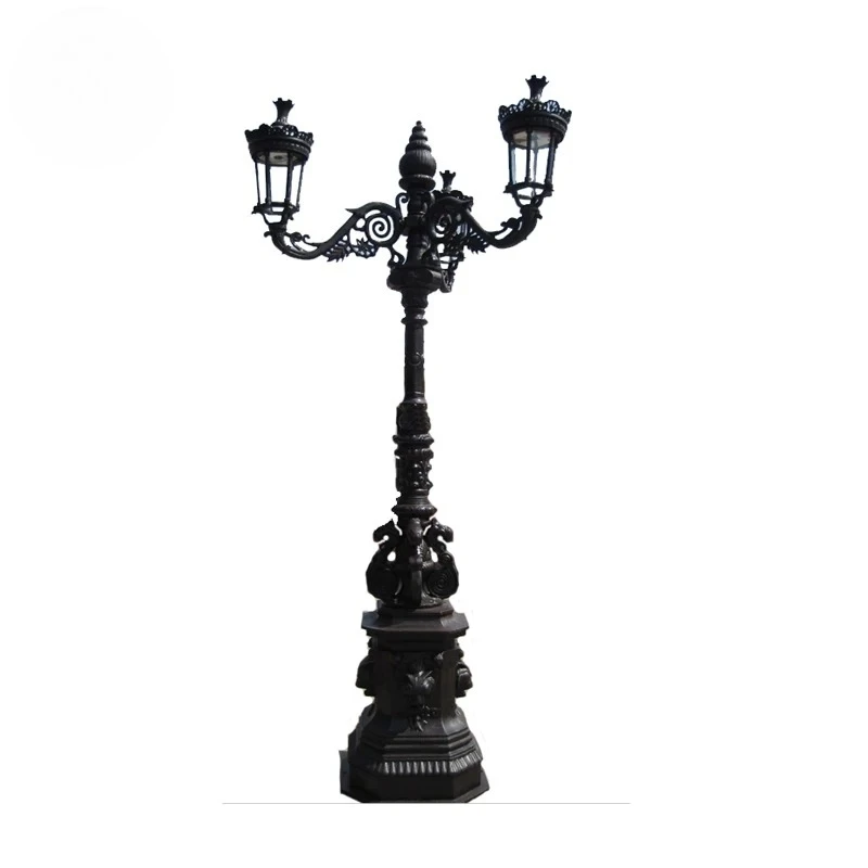Factory Made Wholesale Cheap Price Custom Outdoor Home Garden Decoration Cast Iron Lamp Post Metal Steel Park Light Pole