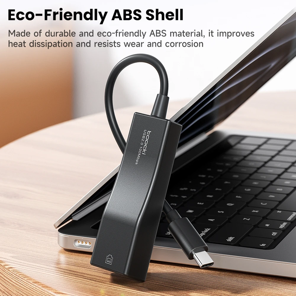Toocki USB A إلى RJ45 Lan بطاقة الشبكة 100Mbps سائق مؤشر LED مجاني نوع C محول إيثرنت سلكي لنظام التشغيل Win 11/10 Mac iPad OS