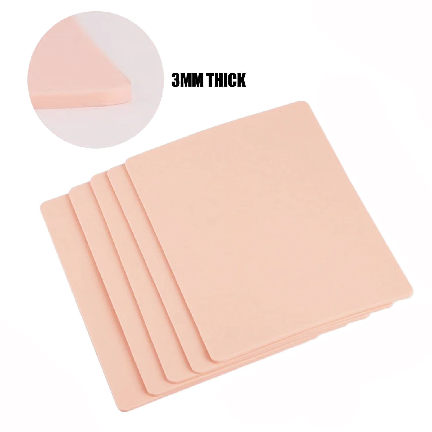 

15/10/5/3/1pcs Tattoo Practice Skin 3MM Silicone Fake Skin Double-Sided for Permanent Makeup Training Supply Tattoo Accessory