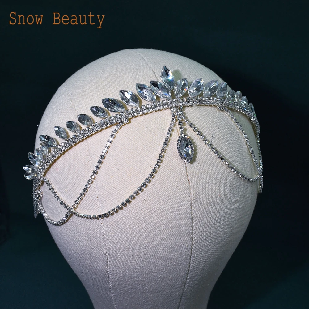 DZ051 Handmade Bridal Hair Accessories Shining Bridal Headwear Rhinestone Headband Vintage Women Tiara Baroque Crystal Hairband