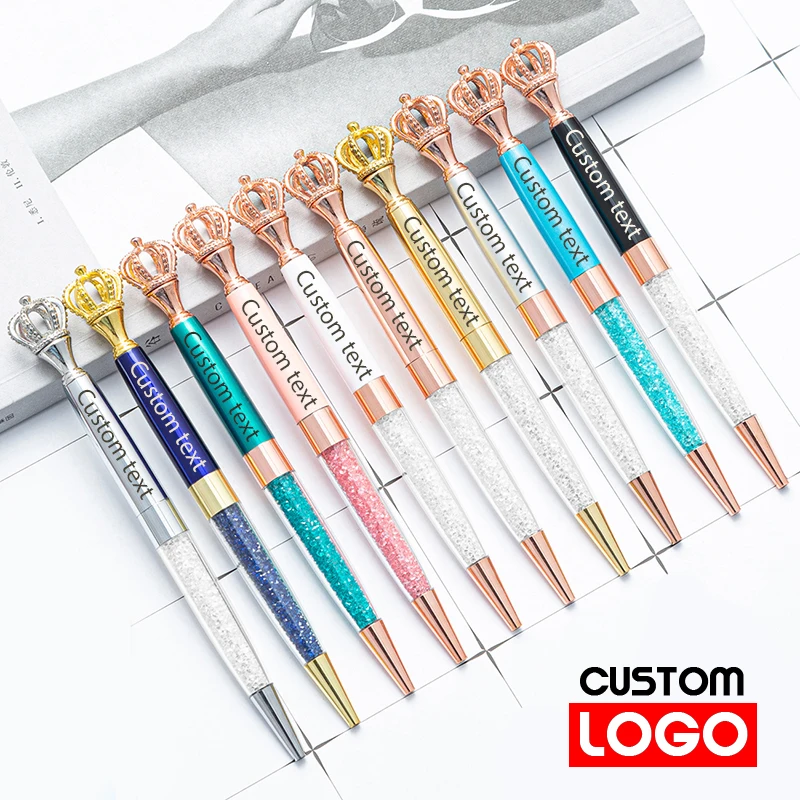 

New Metal Crown Ballpoint Pen Gift Pen Customizable Logo School Student Office Stationery Wholesale Lettering Engraved Name