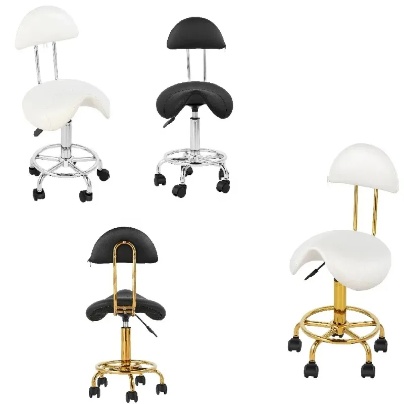 【Hot Sale】Salon Stool Gold Barber Chair For Barber Shop Swivel Stool With Lock Wheels Hair Beauty Master Chair For Massage