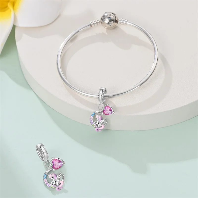 Hot Sales 925 Sterling Silver Magic Dream Horse Charm Pendant Fit 3mm Original Bracelet DIY Women Exquisite Party Jewelry Gifts