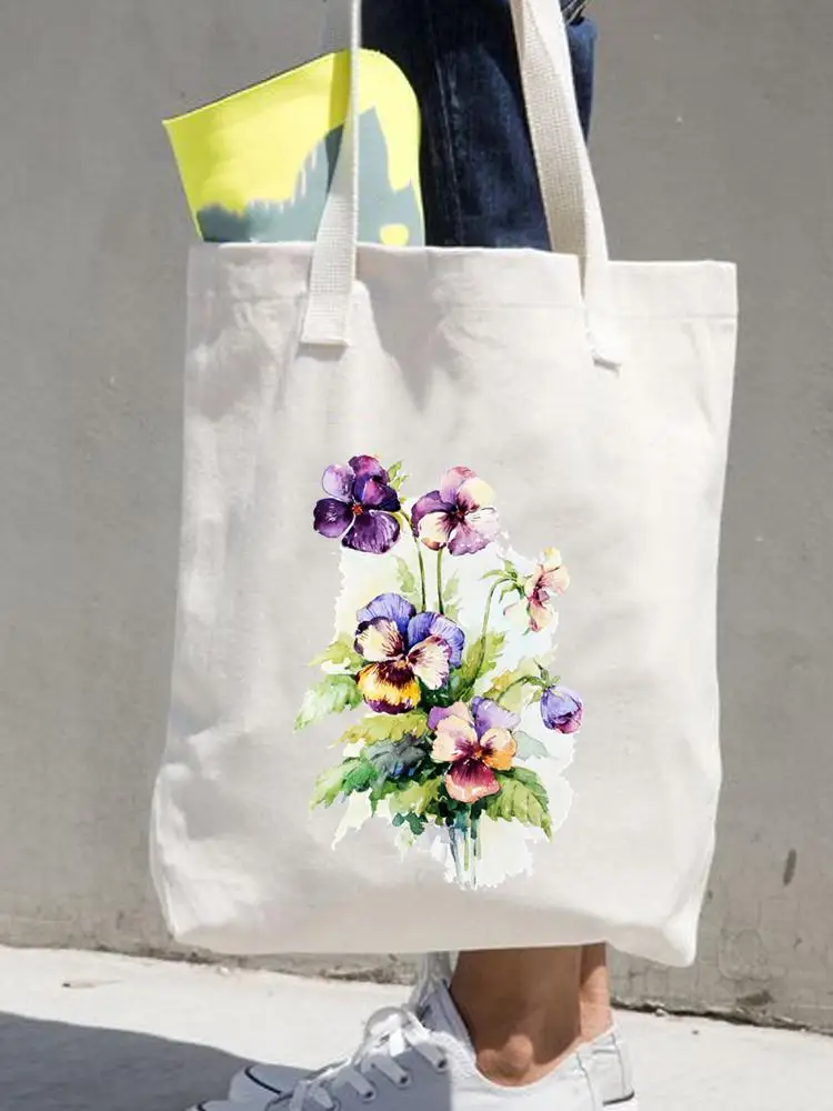 Women Print Shopper Casual Shopping Handbags Female Shoulder Fashion 90s Style Flower Floral Girls Graphic Canvas Tote Bag