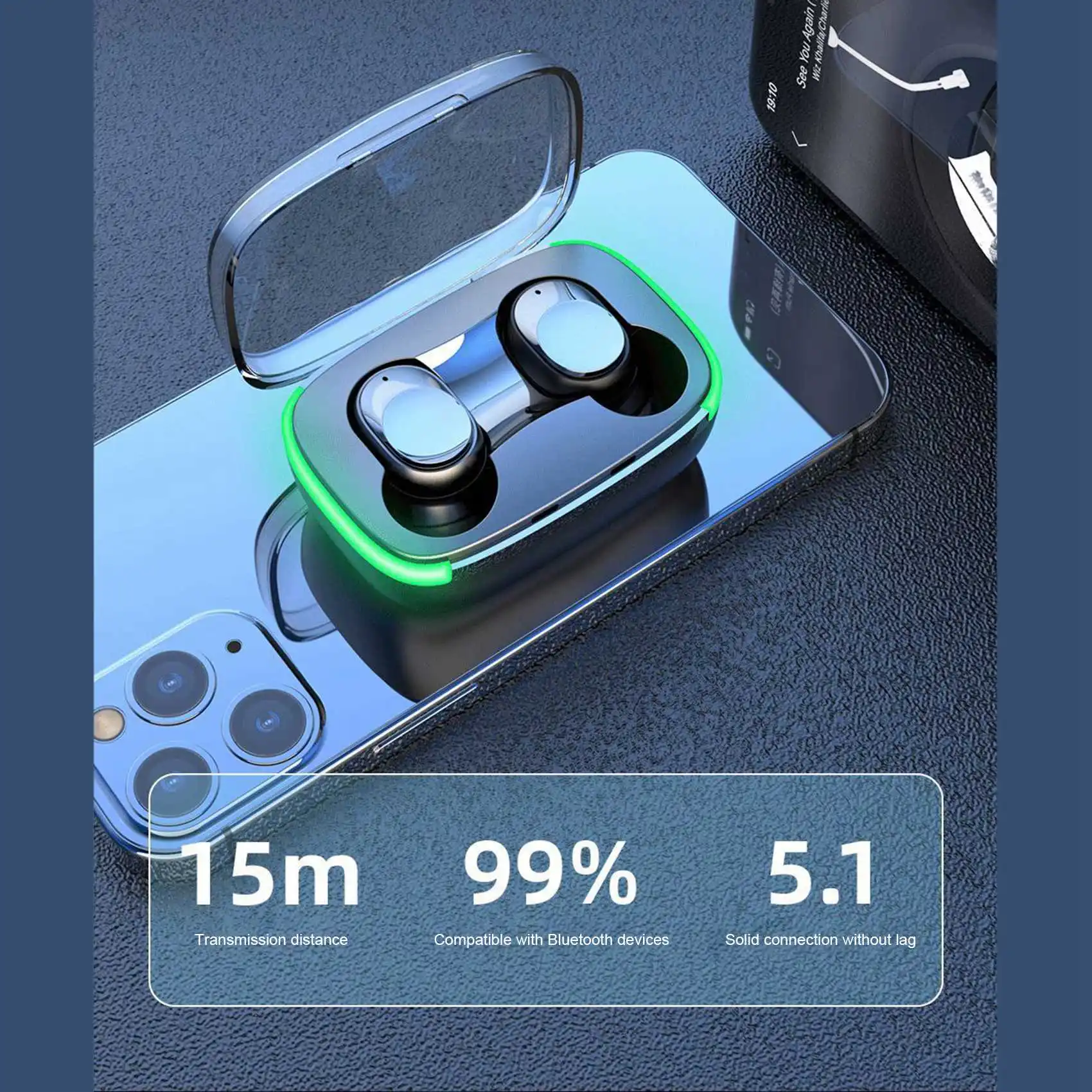 Auriculares inalámbricos por Bluetooth, Mini auriculares intrauditivos estéreo para juegos deportivos