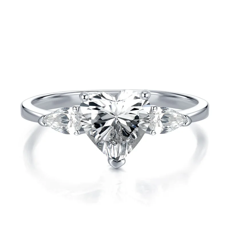 S925Silver yüzük bir kalp şeklinde 8*8 yüksek karbon elmas hassas tam elmas mikro Set moda yönlü yüzük takı