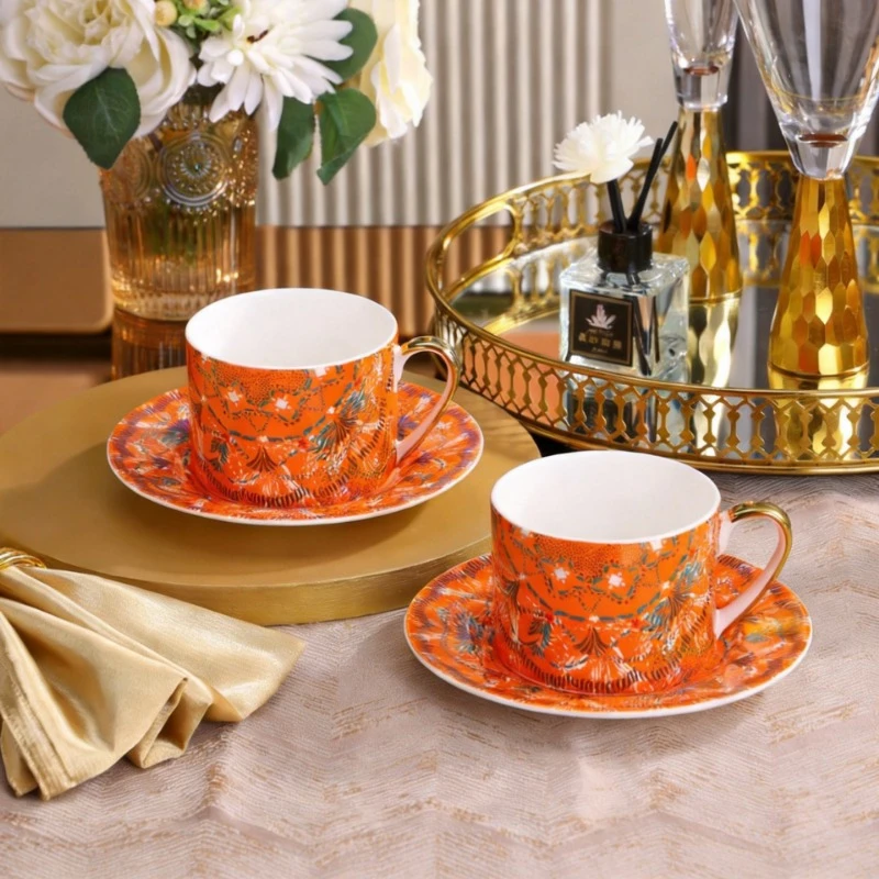 Light Luxury Coffee Cup Sets High Level Of Appearance European-Style Cups And Plates Bone China Retro British Afternoon Tea Sets