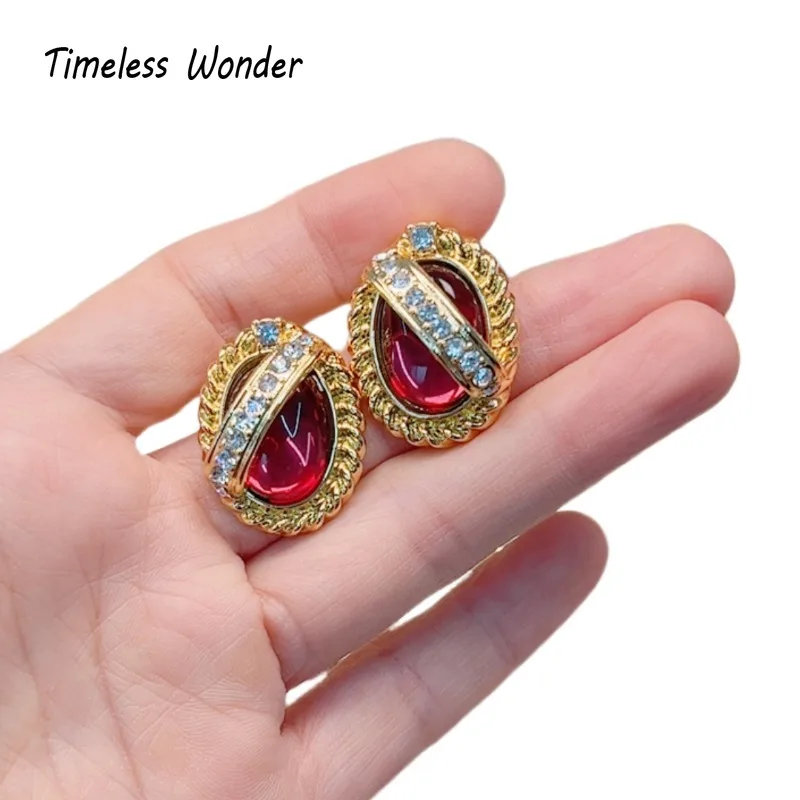 

Timeless Wonder Fancy Zircon Geo Glass Stud Earrings for Women Designer Jewelry Punk Luxury Sweet Gift Rare Top Classy 1373