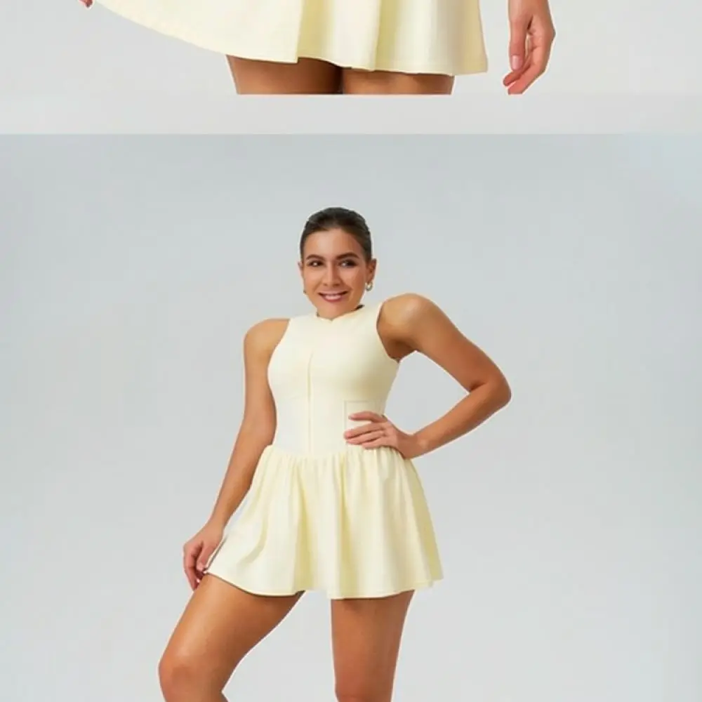 Women Golf Skort Dress Sleeveless Mock Neck Athletic Apparel Breathable Quick Dry Sportswear For Tennis Running Workout