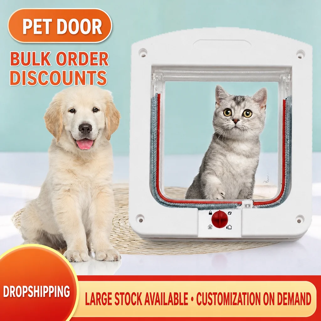 Pet Safe Cat Dog Door Hole Control Free In Controllable Entry and Exit Direction for Puppy Glass Animals Door Indoor Pet Supplie