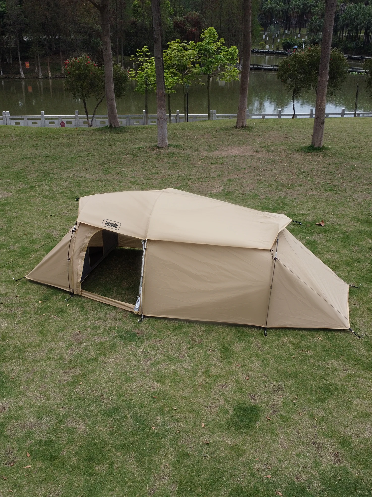 2-Personen-Zelt mit Hundebereich, abnehmbarem Dach, wasserdicht, sonnengeschützt, 3-Raum-Haustier-Unterstand, Outdoor-Reise- und Wanderzelt für den Park – Detail 38