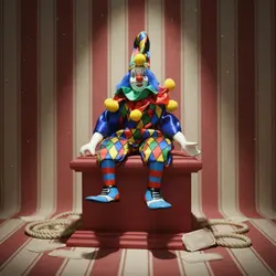 Figura de payaso sentado en cerámica – Decoración colorida para estante
