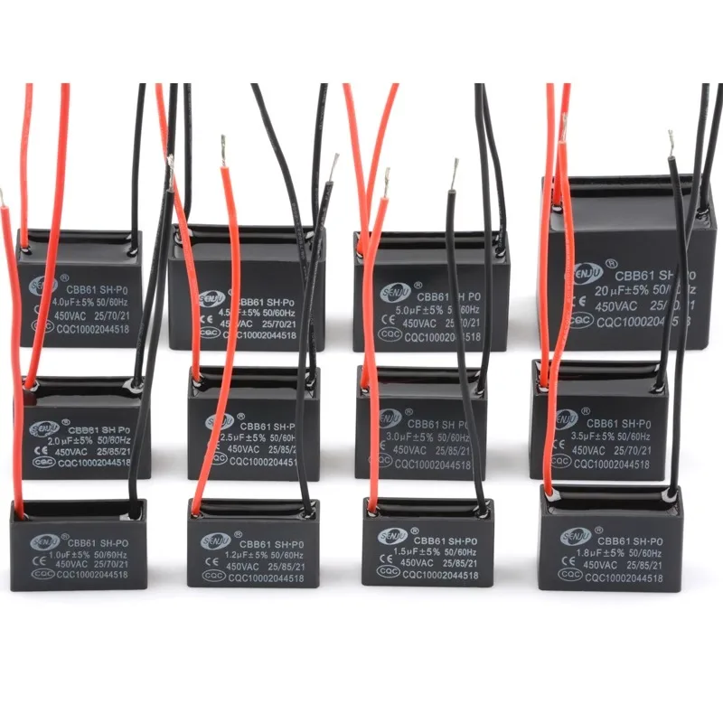 CBB61 AC450V Motor Start Run Capacitor 1UF-10UF Fan Starting Condenser For Exhaust Fan Ceiling Fan Motor Replacement Parts