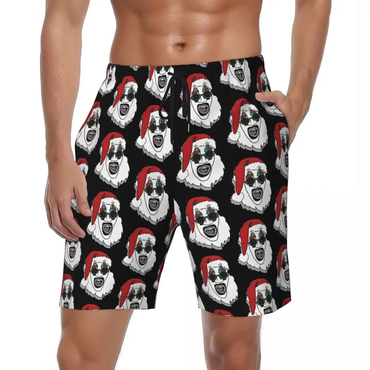 

Summer Gym Shorts Men Horror Terrifier 3 Clown Sports Christmas Santa Board Short Pants Casual Fast Dry Beach Trunks Plus Size