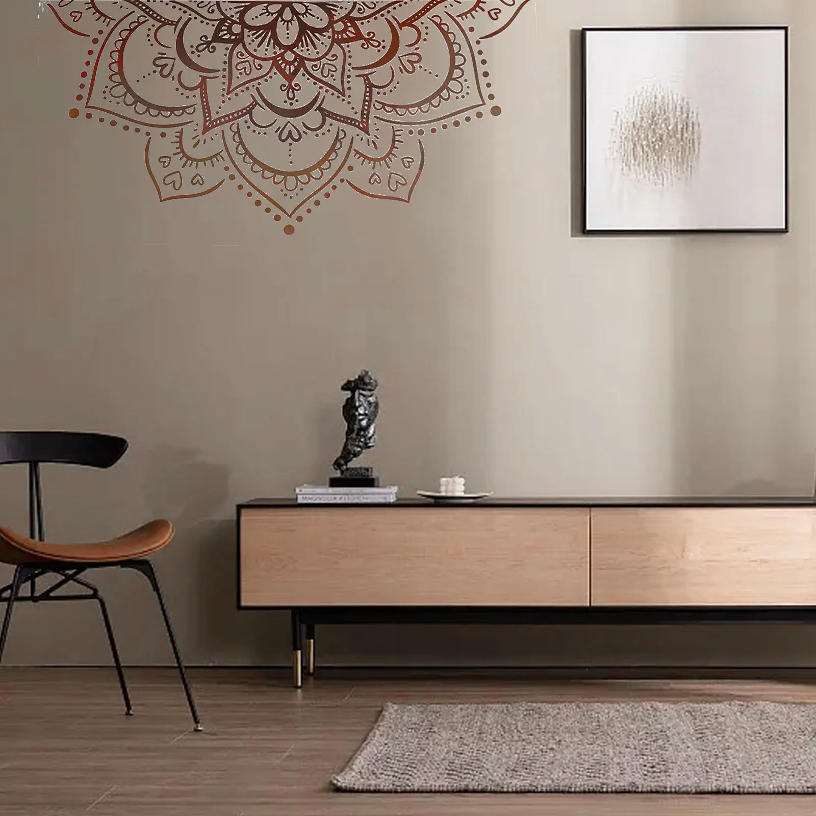 Lotus Flower Wall Sticker, Boho Style Decals, PVC Material, Non toxic, Easy to Apply on Walls, Furniture, and Mirrors