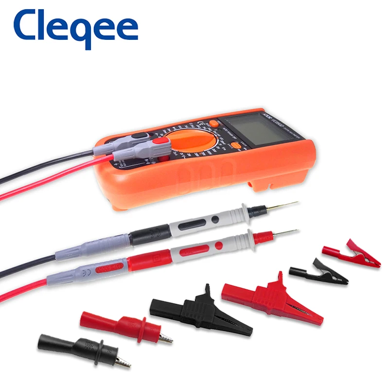 Cleqee P1033C 4mm Banana Plug Multimeter Test Leads Kit with Alligator Clips + Replaceable Needles Crocodile Clamps Test Probes