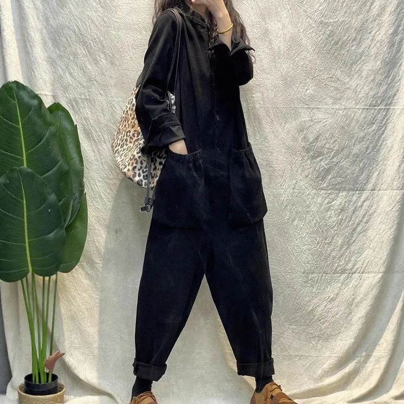 

Casual Women Jumpsuit Cargo Loose Wide Leg Jumpsuits Fashion Utility Belted Jumpsuit Long Sleeve Casual Romper Overalls
