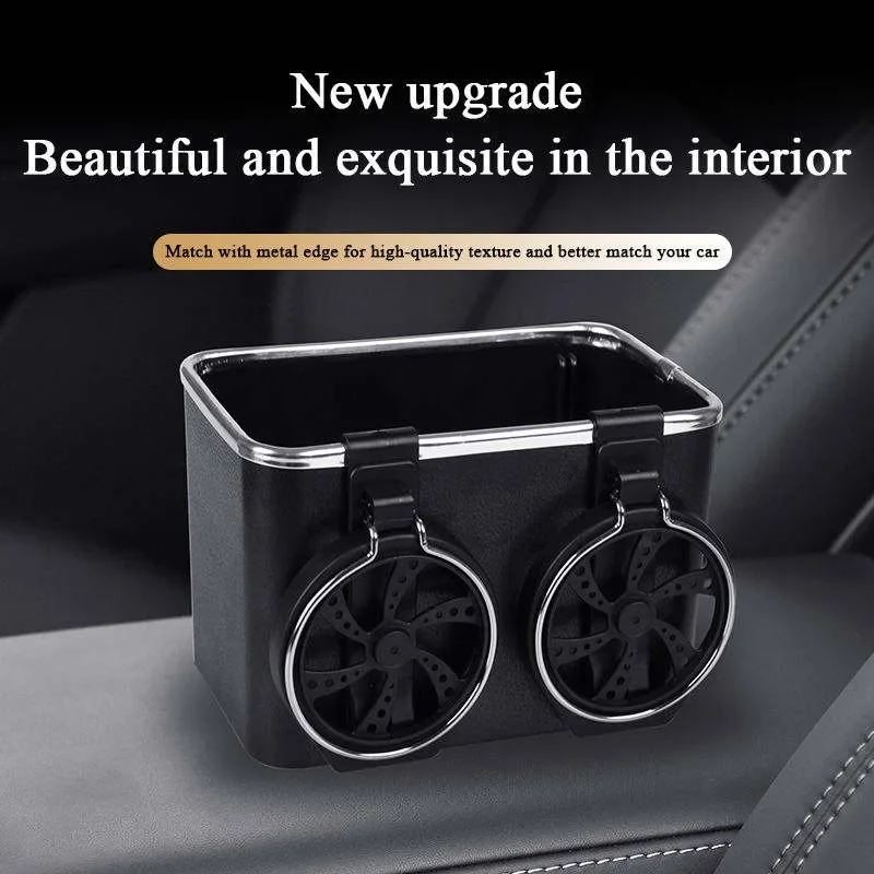 GEFENSI Car Armrest Storage Box With 2 Foldable Cup Holders,Tissue Box, Car Seat Organizer, Multifunctional Organizer For Cell P